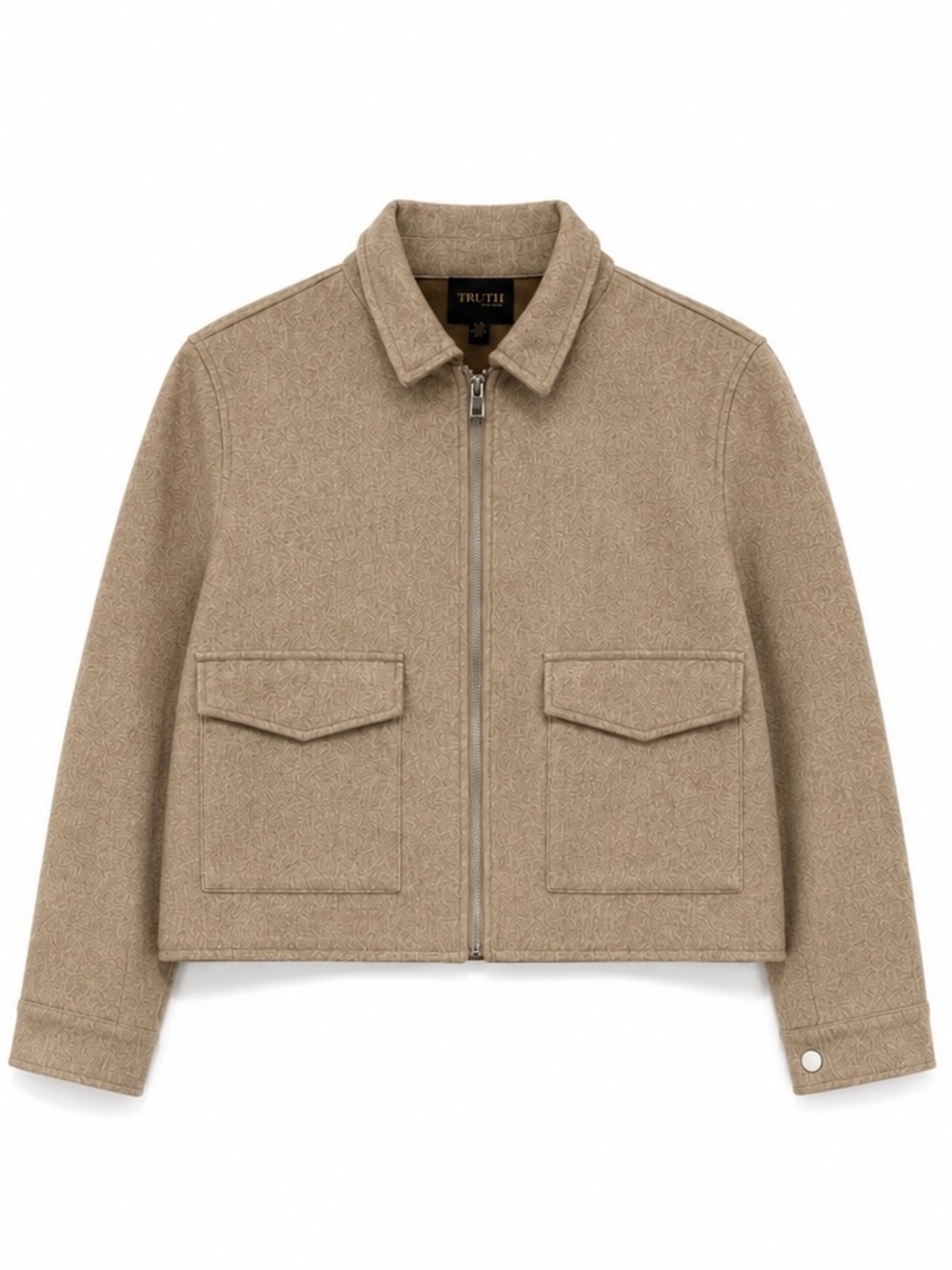 Truth Cropped Khaki Zip-Front Shirt Jacket